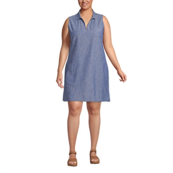 LAND'S END Women's Sleeveless Cotton Poplin Dress - Size 2X - Picture 6 of 8